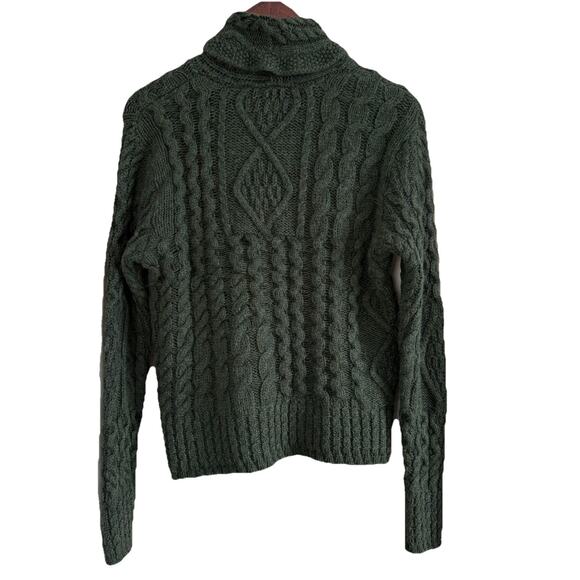 Polo Ralph Lauren Cable Knit Cowl Neck Green Sweater Wool/Alpaca Fits Medium - Picture 5 of 14